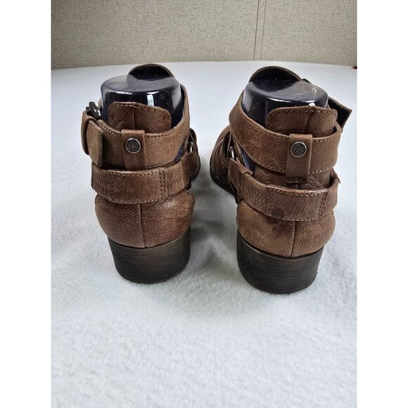 Treasure & Bond Womens Size 6.5 Faux Leather Strappy Ankle Boots Stacked Heel - Picture 5 of 7